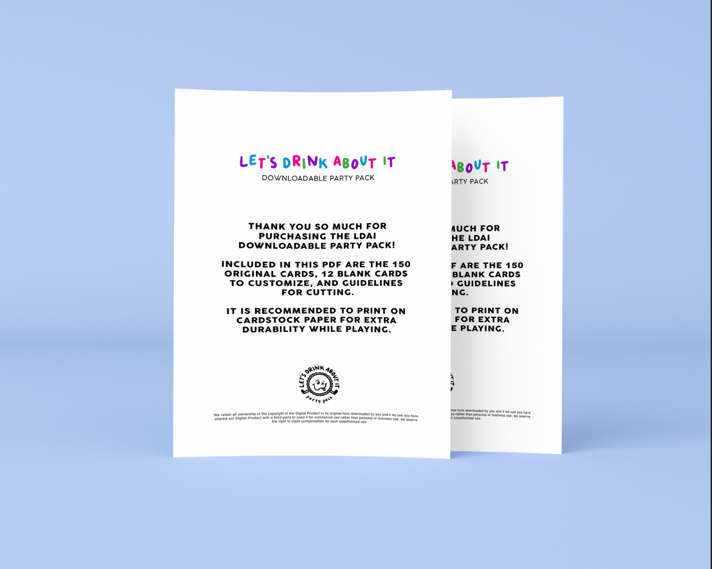 Let's Drink About It Game Downloadable Party Pack