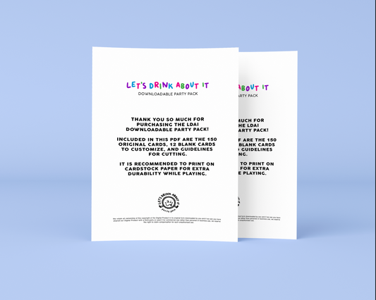 Let's Drink About It Game Downloadable Party Pack